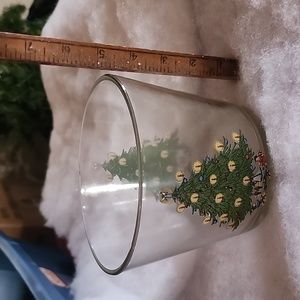 Medium sized ,5" tall; 5.5" diameter glass bowl with christmas tree on 2 sides